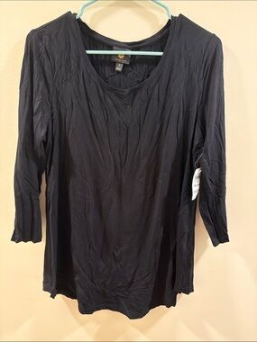 Collection B Black Long Sleeve Scoop Neck Top